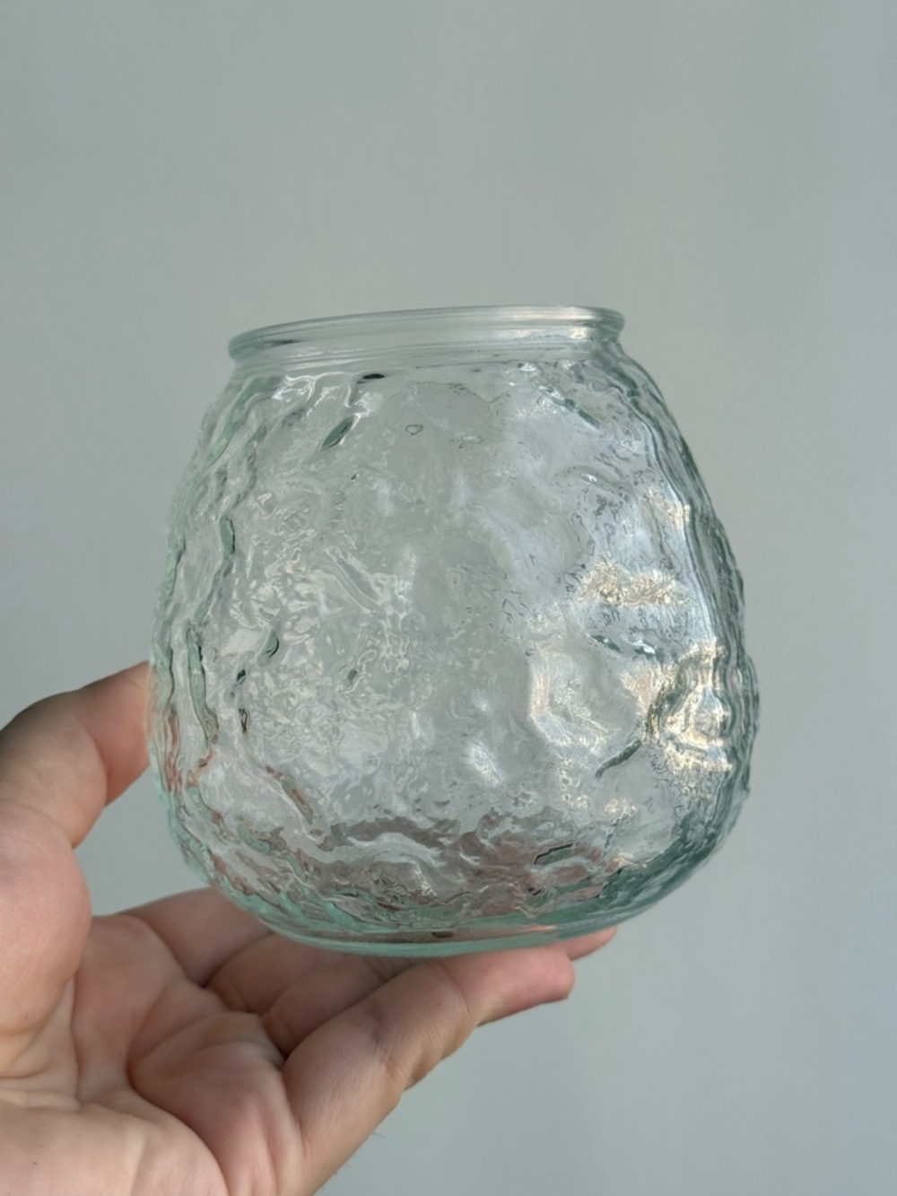 General Wax Co Victorian 4" Vintage Tealight Candle Holder Clear Crinkle Glass